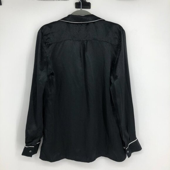 Aritzia Babaton Black Satin Venturi Button up Long Sleeve Blouse M - Picture 3 of 16